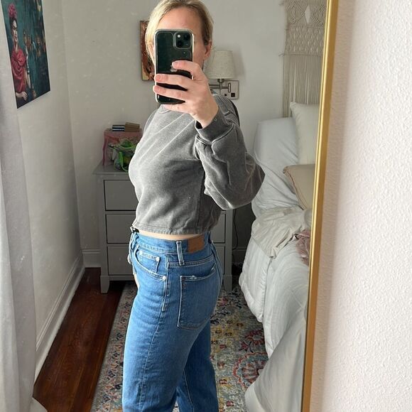 BDG Bubble Hem Sweat Top‎ Dark Gray Size XS - Picture 5 of 9